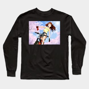 Asuka Langley Soryu on a Bicycle Long Sleeve T-Shirt